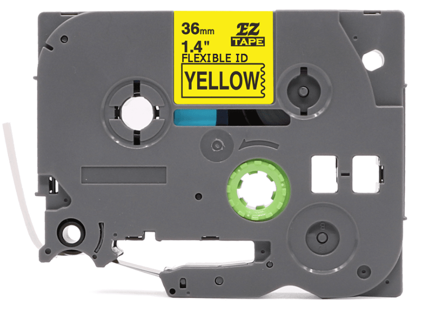 Brother TZeFX661 Tape sort tekst på gul tape Fleksibel – 36mm x 8m – Uoriginal